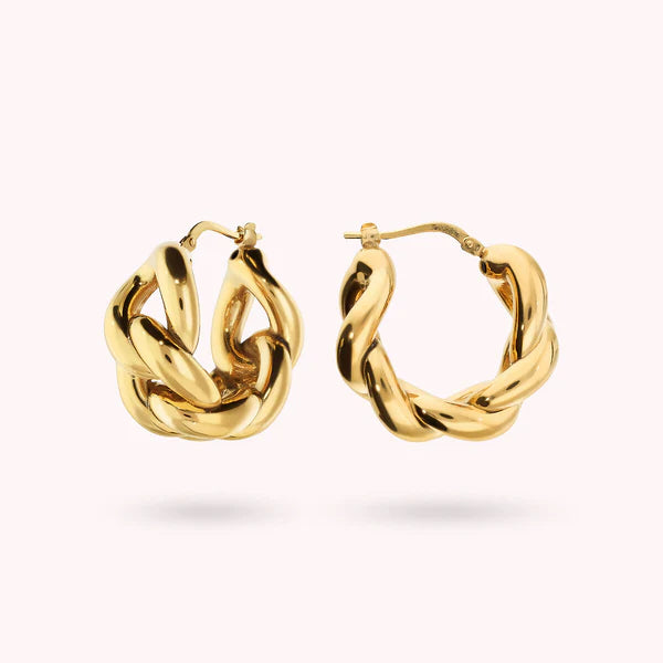 Bronzeallure Golden Chain Hoop Earrings Glossy Grumetta WSBZ02475Y.YG