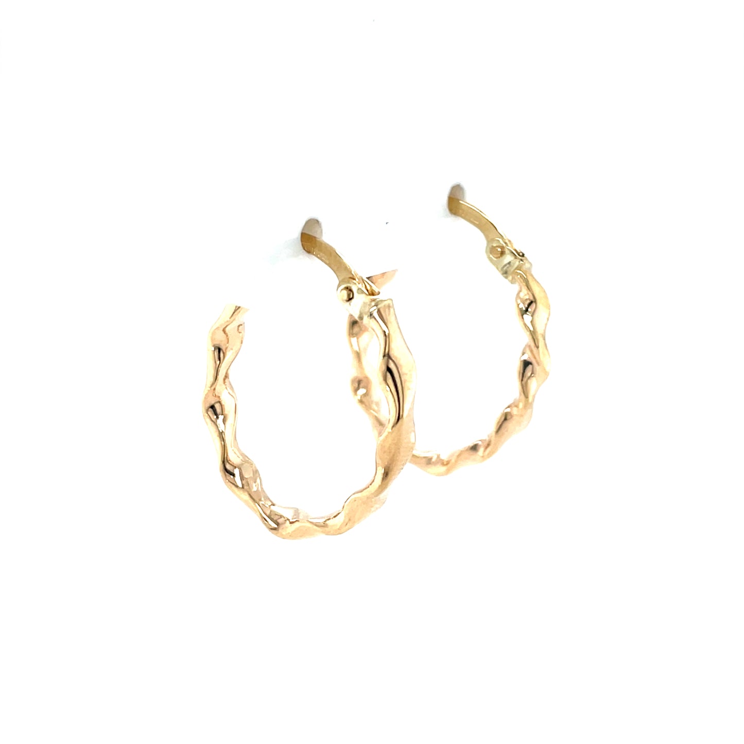 9ct Gold 15mm Twisted Hoop Earrings GE1026