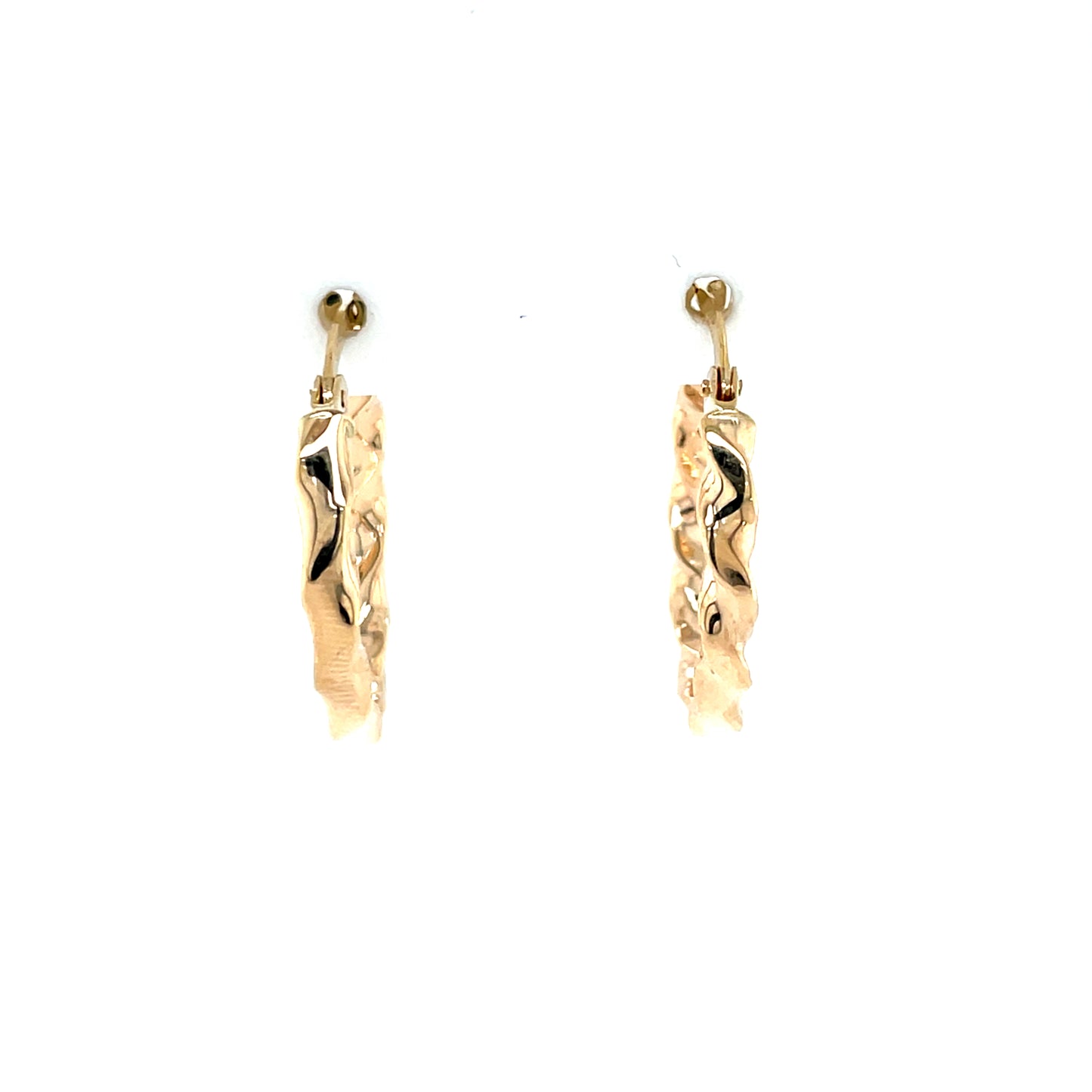 9ct Gold 15mm Twisted Hoop Earrings GE1026