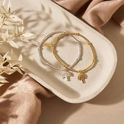 ChloBo Sterling Silver Cute Mini Heart Tree of Life Bracelet Gold-plated