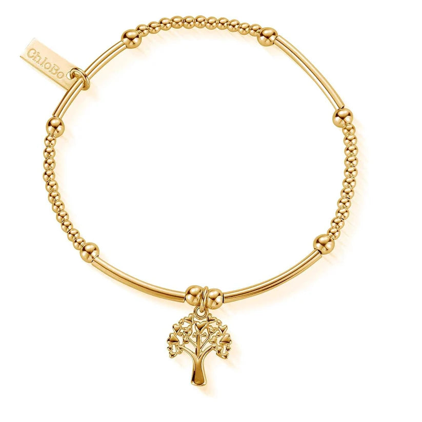 ChloBo Sterling Silver Cute Mini Heart Tree of Life Bracelet Gold-plated