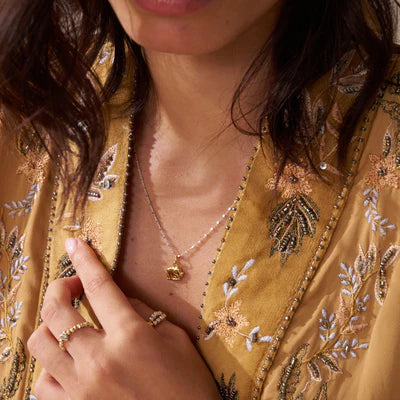 ChloBo Mixed Metal Delicate Cube Chain Elephant Necklace