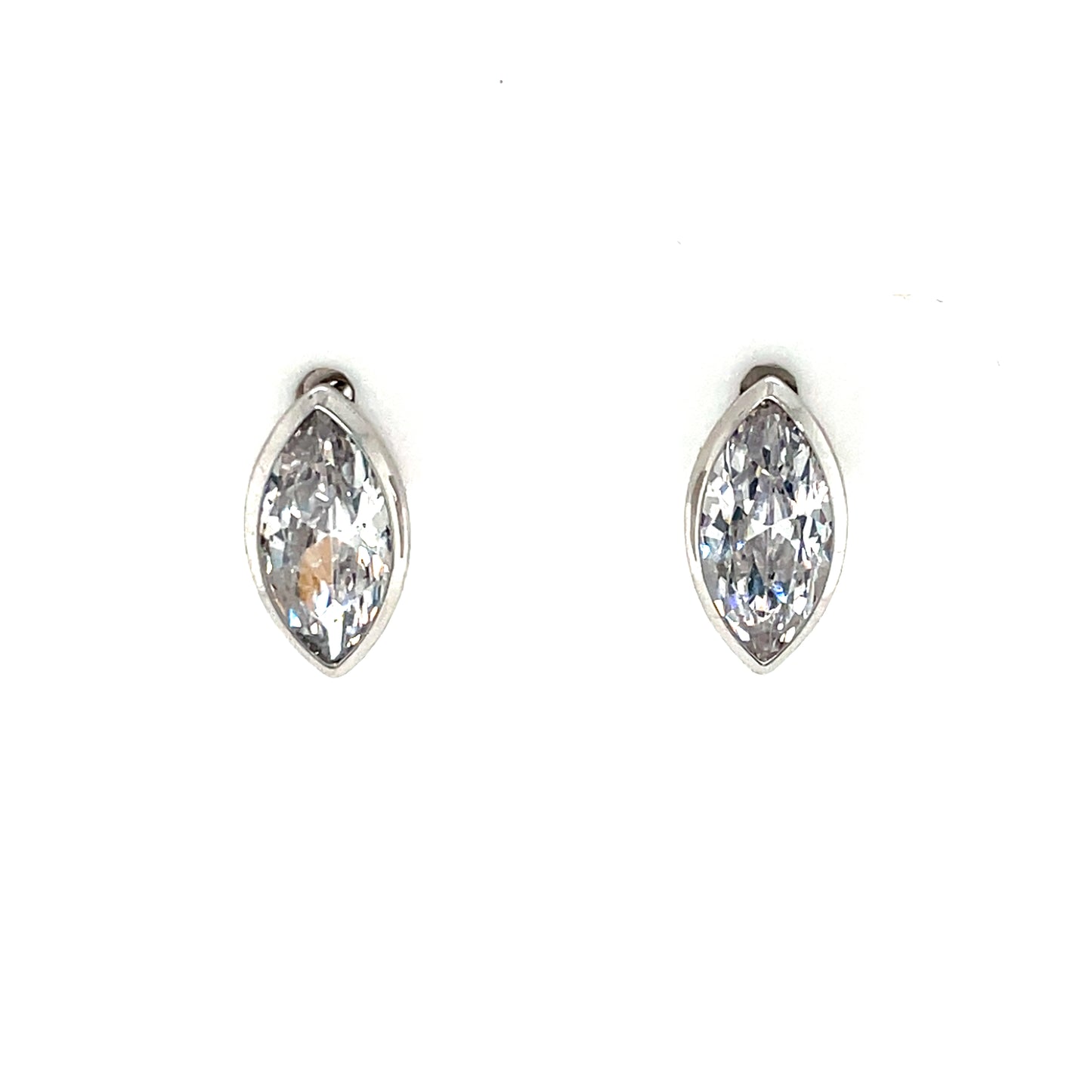 Silver Marquise CZ Rubover Stud Earrings SE702
