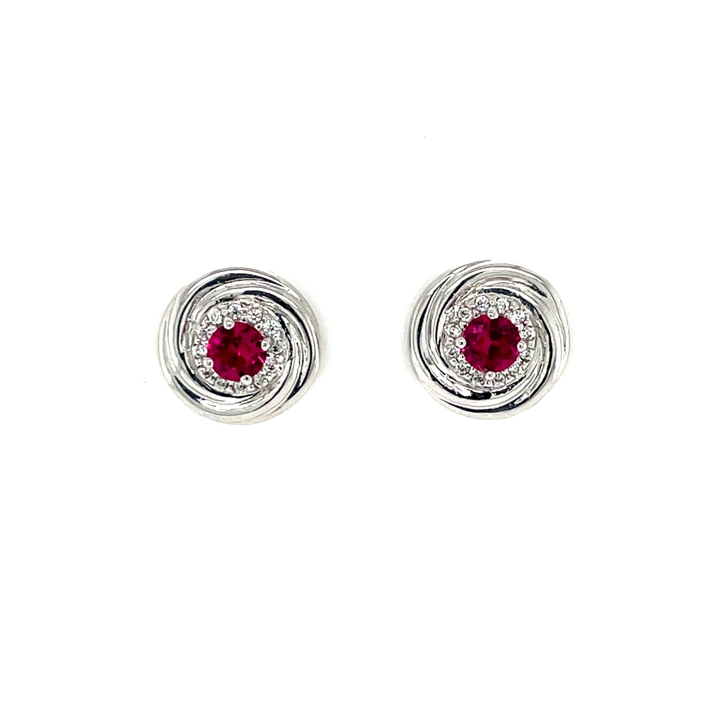 Sterling Silver Ruby CZ Halo Stud Earrings SE710/R