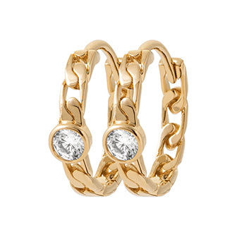 Amèlie 18ct Gold-Plated CZ Chain Link Hoop Earrings