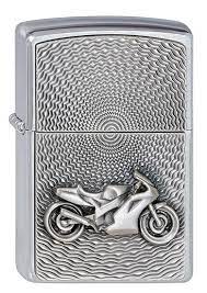 Zippo Brushed Chrome Motor Bike Emblem Windproof Lighter 2000225