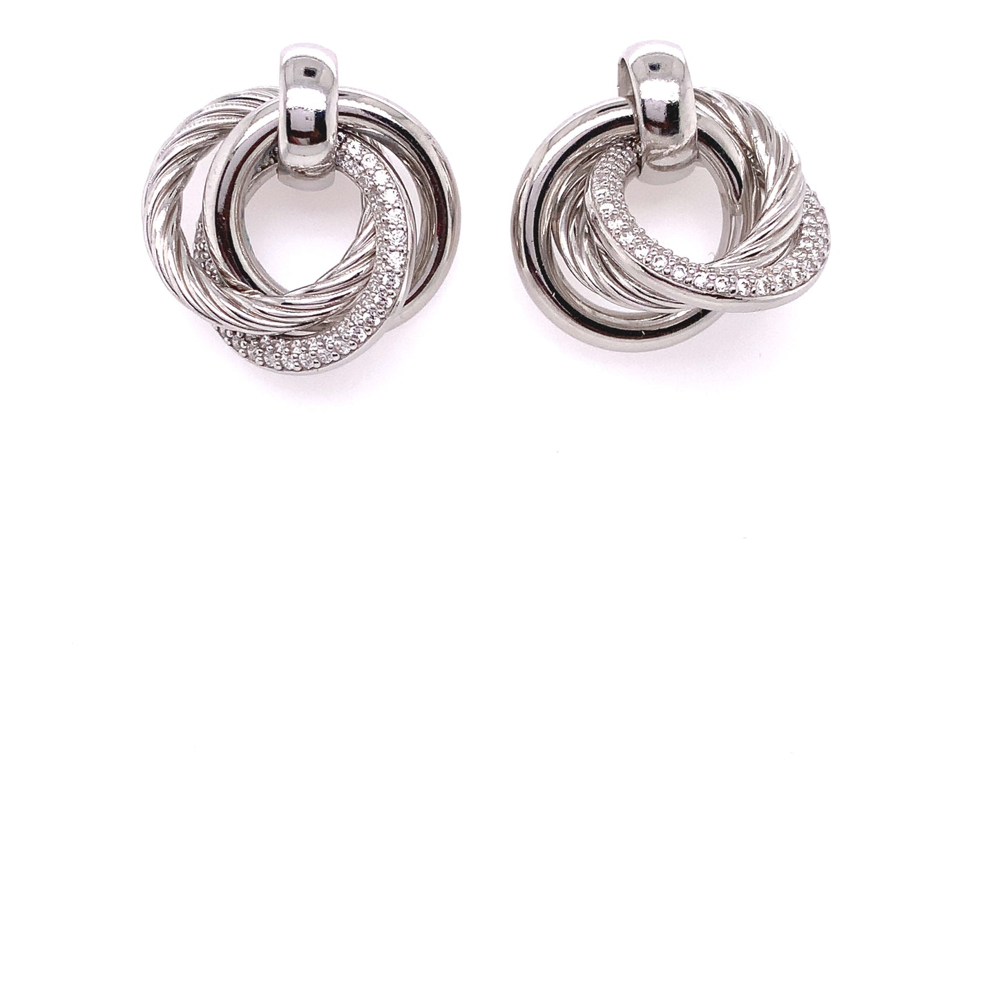 Sterling Silver Italian CZ Knot Stud Earrings JES78S