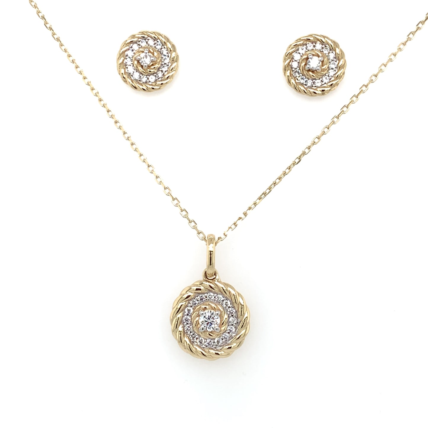 9ct Gold Two-tone CZ Target Pendant GPZ352