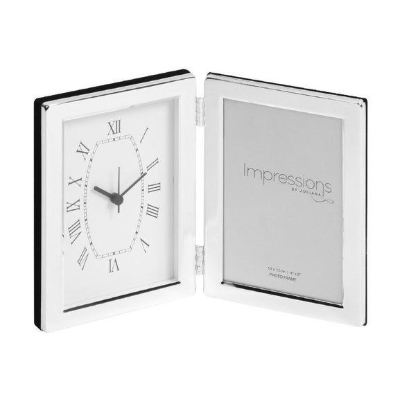 Silver Plated Clock and  4 x 6 Photo Frame 3502