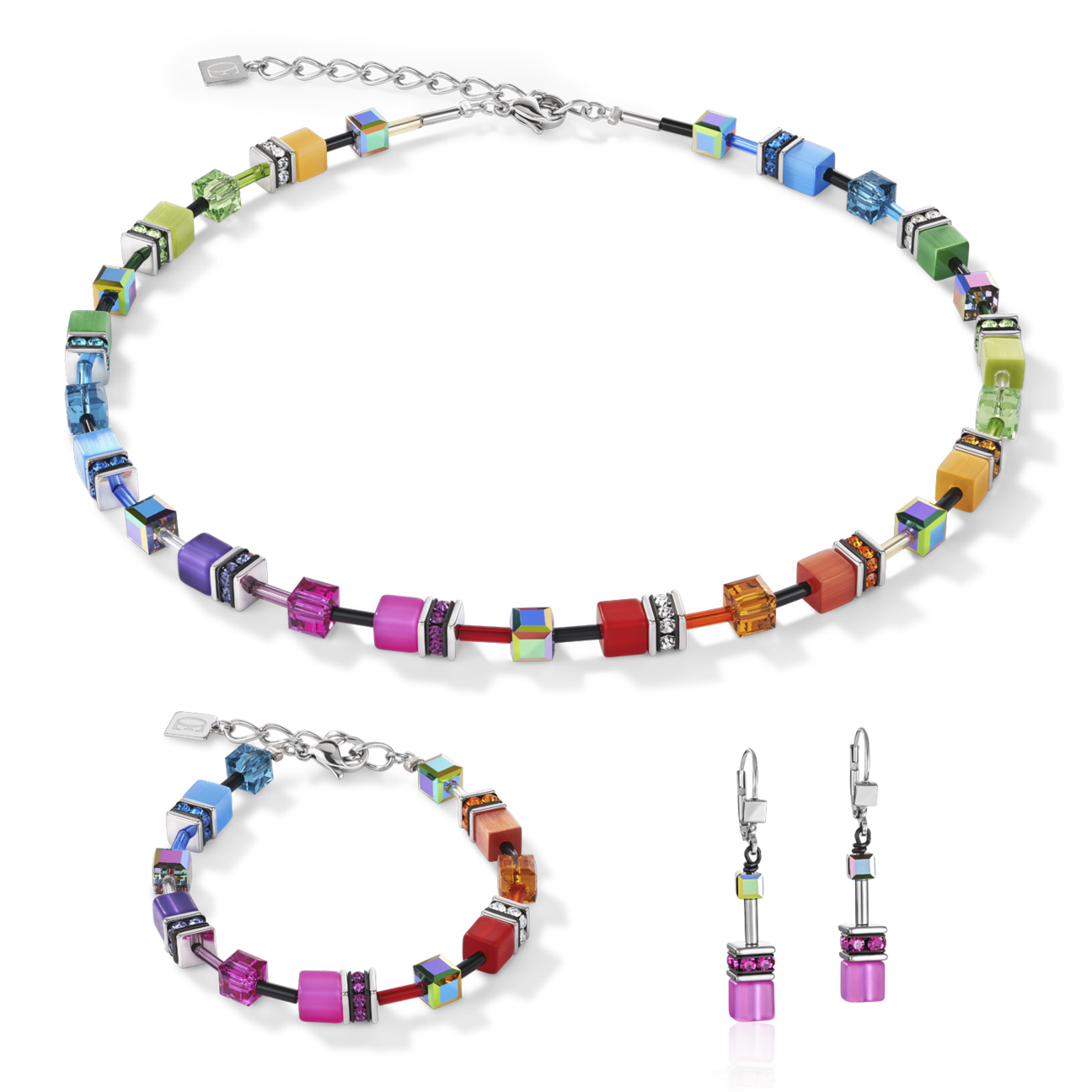 COEUR DE LION GeoCUBE® Necklace multicolour rainbow 2838101520