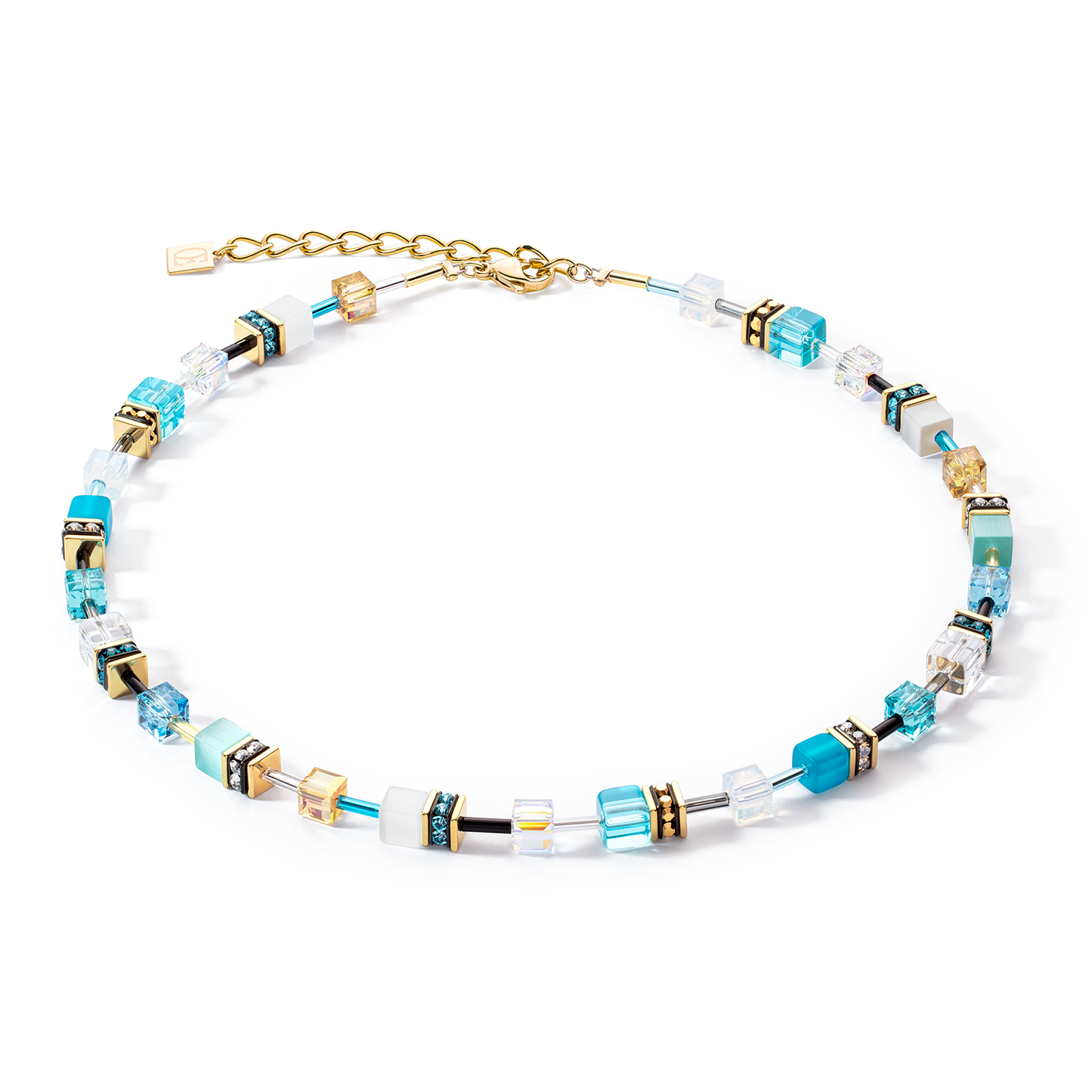 COEUR DE LION GeoCUBE® Iconic necklace gold turquoise 2838100616