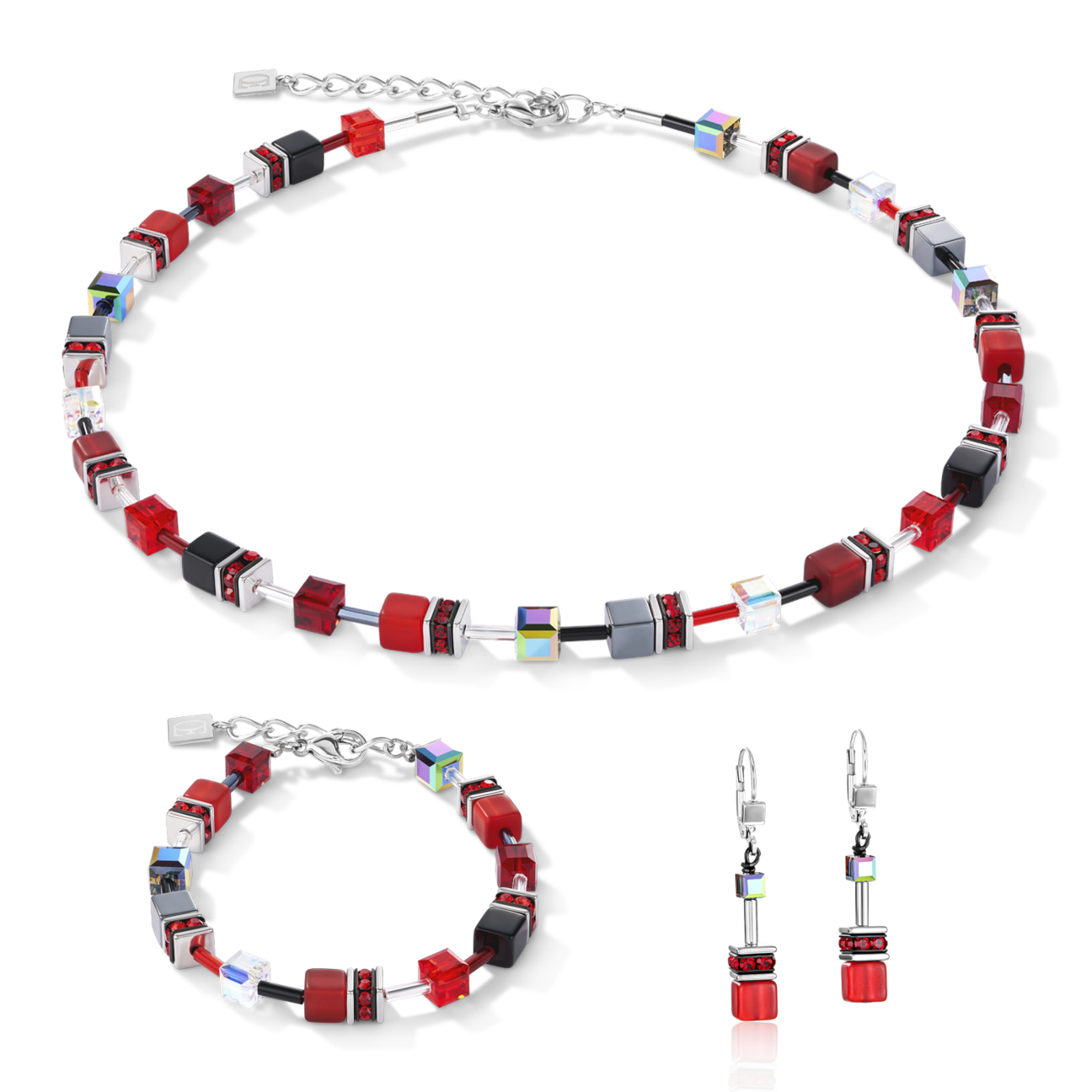 COEUR DE LION GeoCUBE® Necklace red-hematite 4014100312