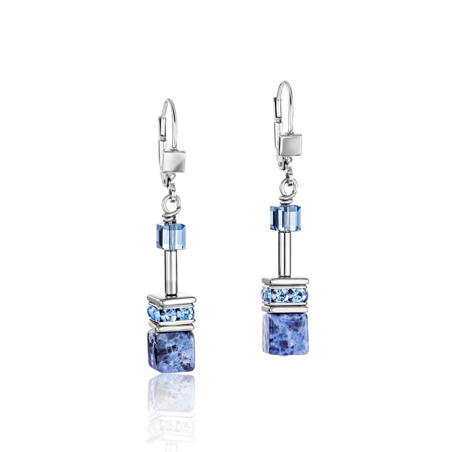 COEUR DE LION GeoCUBE® Earrings sodalite & haematite blue 4017200700