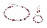 COEUR DE LION Necklace GeoCUBE® Swarovski® Crystals & Gemstones red-purple