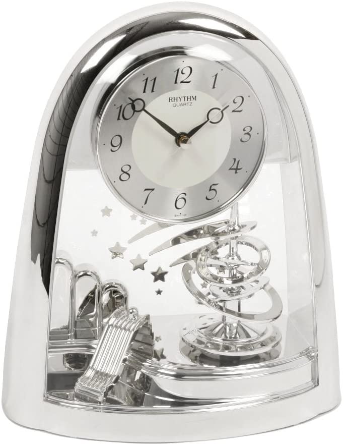 Rhythm Silver Shooting Stars Quartz Anniversary Mantel Clock 4SG607WS19