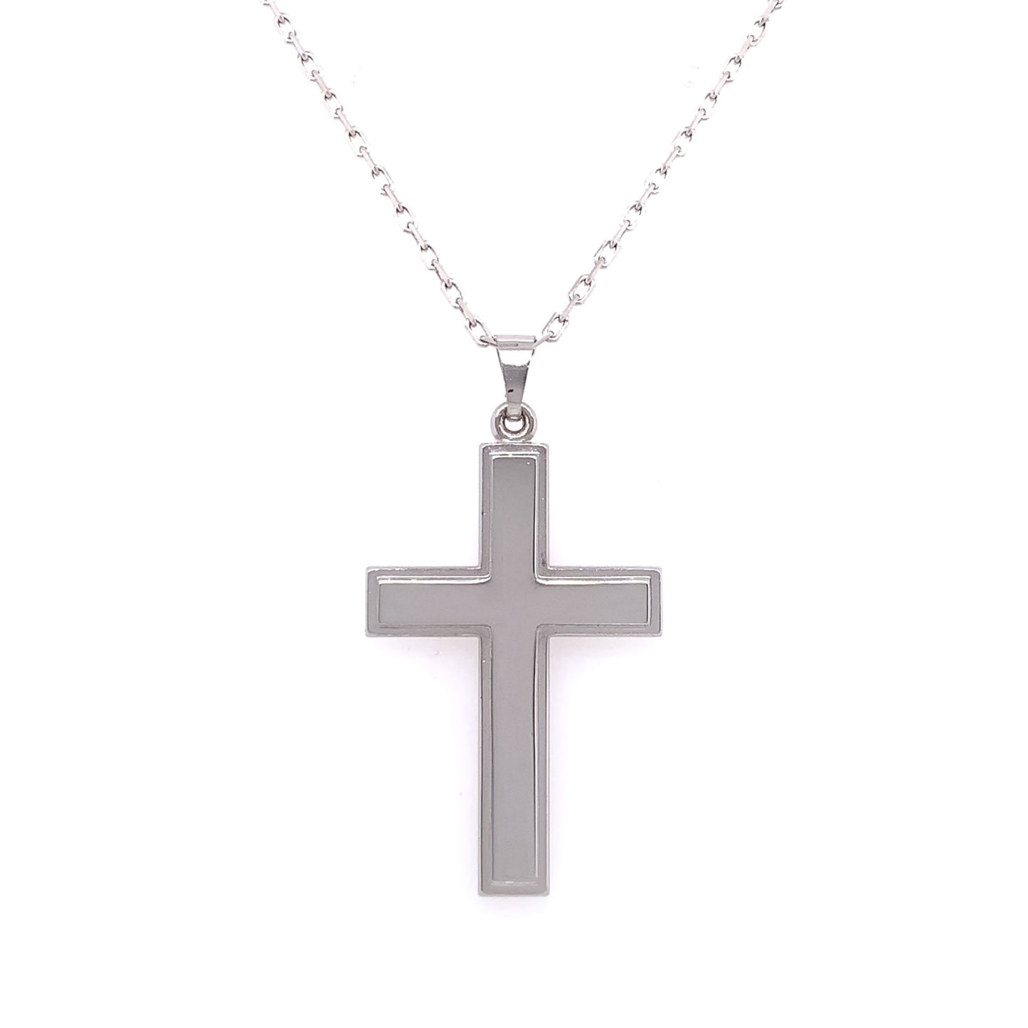 Sterling Silver Edged Men's Cross 20 inch Chain SP5326