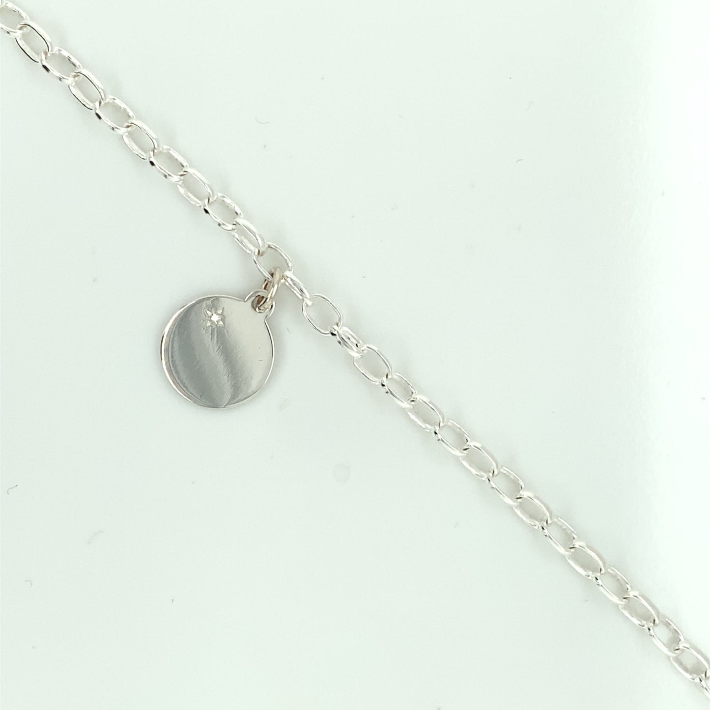 Sterling Silver Round Disc Charm Bracelet 58+60