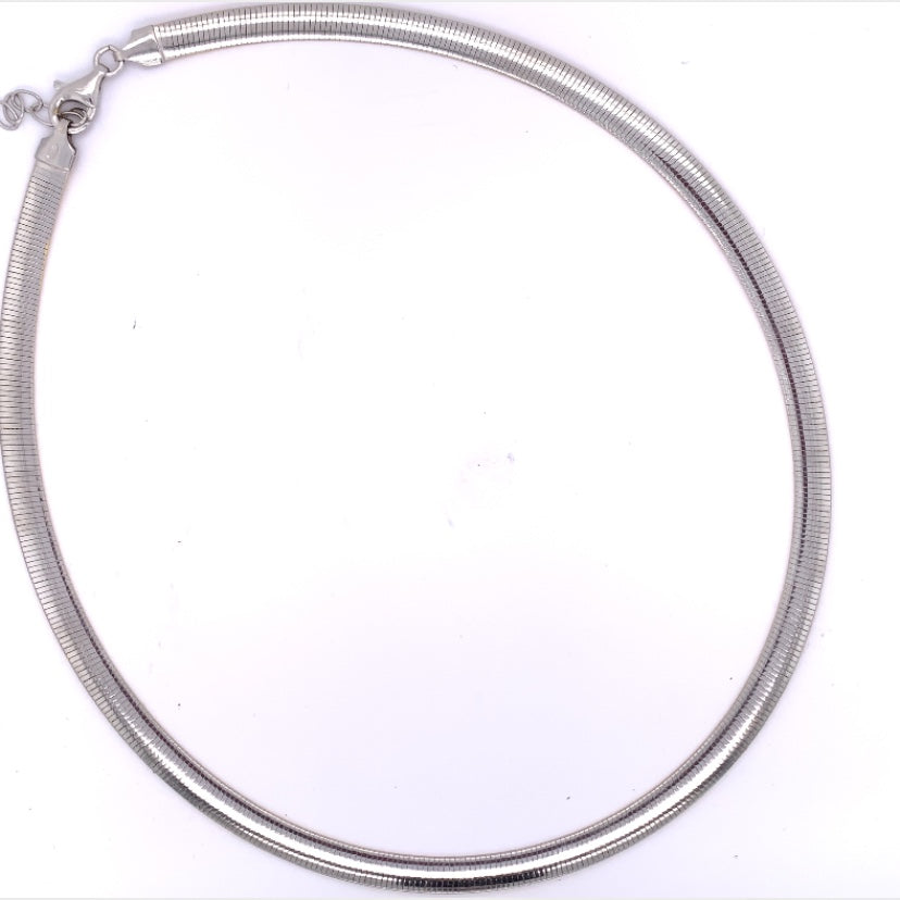 Sterling Silver 18ct Gold Bi-colour 6mm Omega Necklace