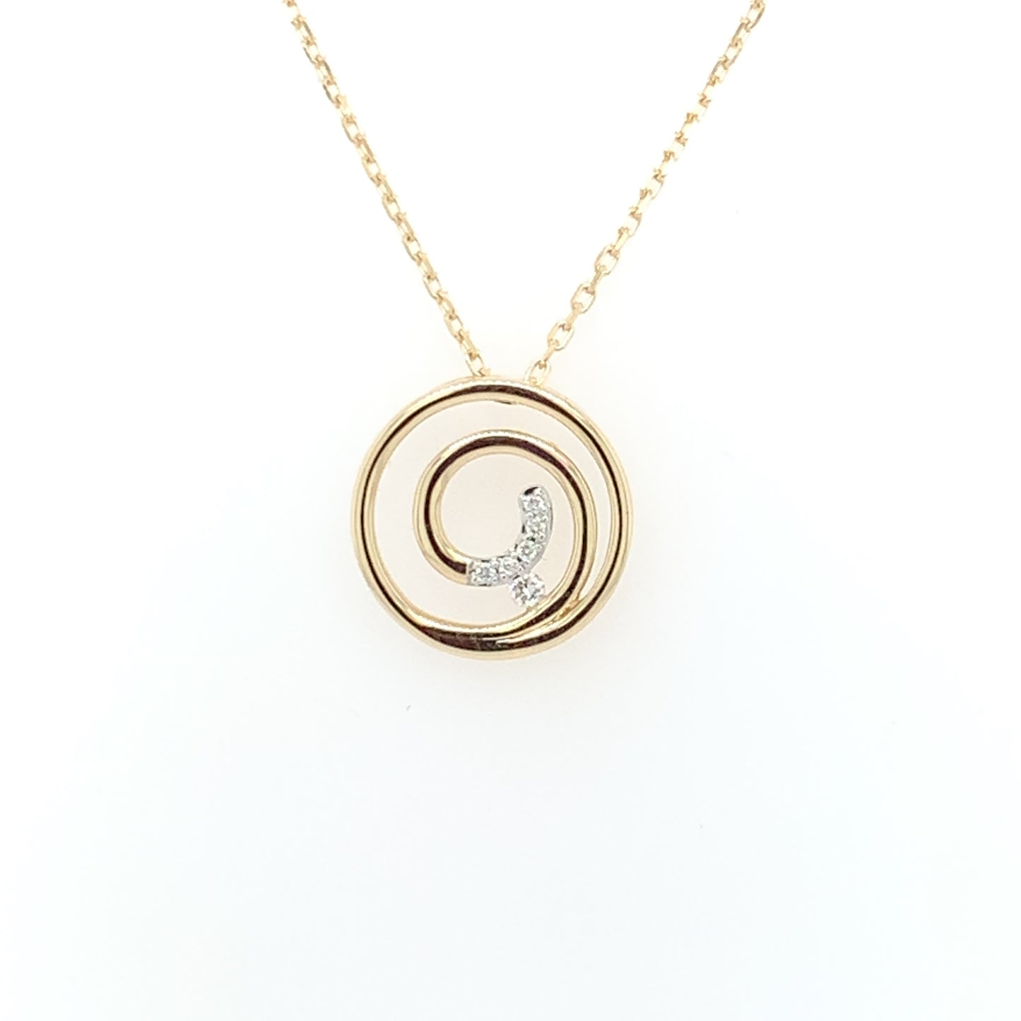 9ct Gold Diamond 0..037ct Spiral Pendant