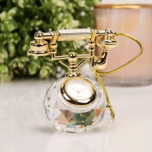 Miniature Crystal Telephone Clock 9429