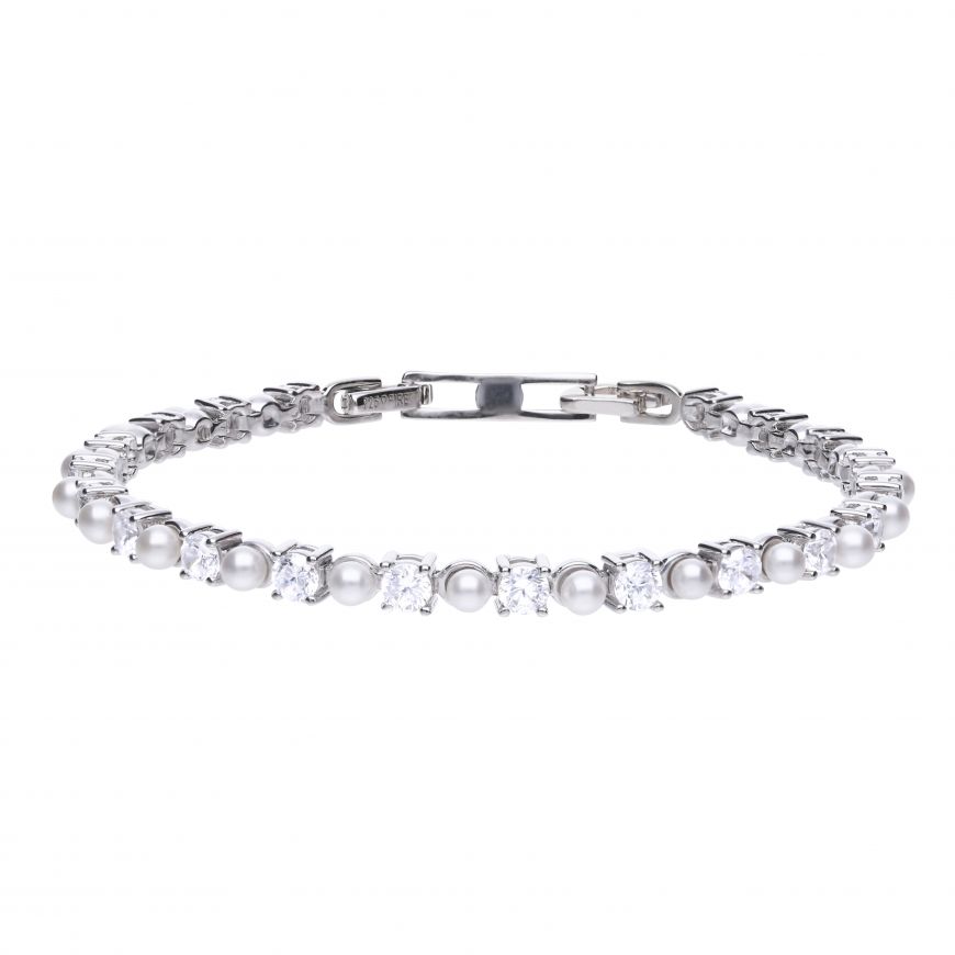 Diamonfire Tennis Bracelet With Pearl & Zirconia B5302