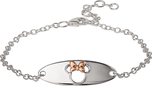 Disney Minnie Mouse Sterling Silver Pink Plated Bracelet, 5.5