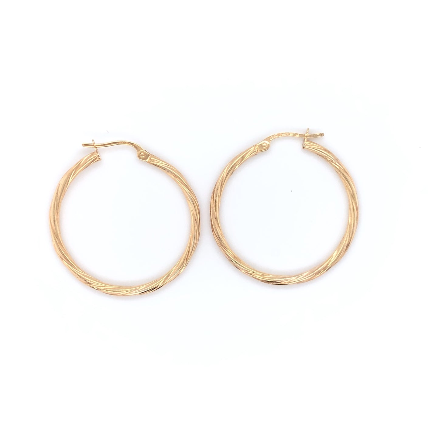 9ct Gold 30mm Skinny Twist Hoop Earrings GE2047/30
