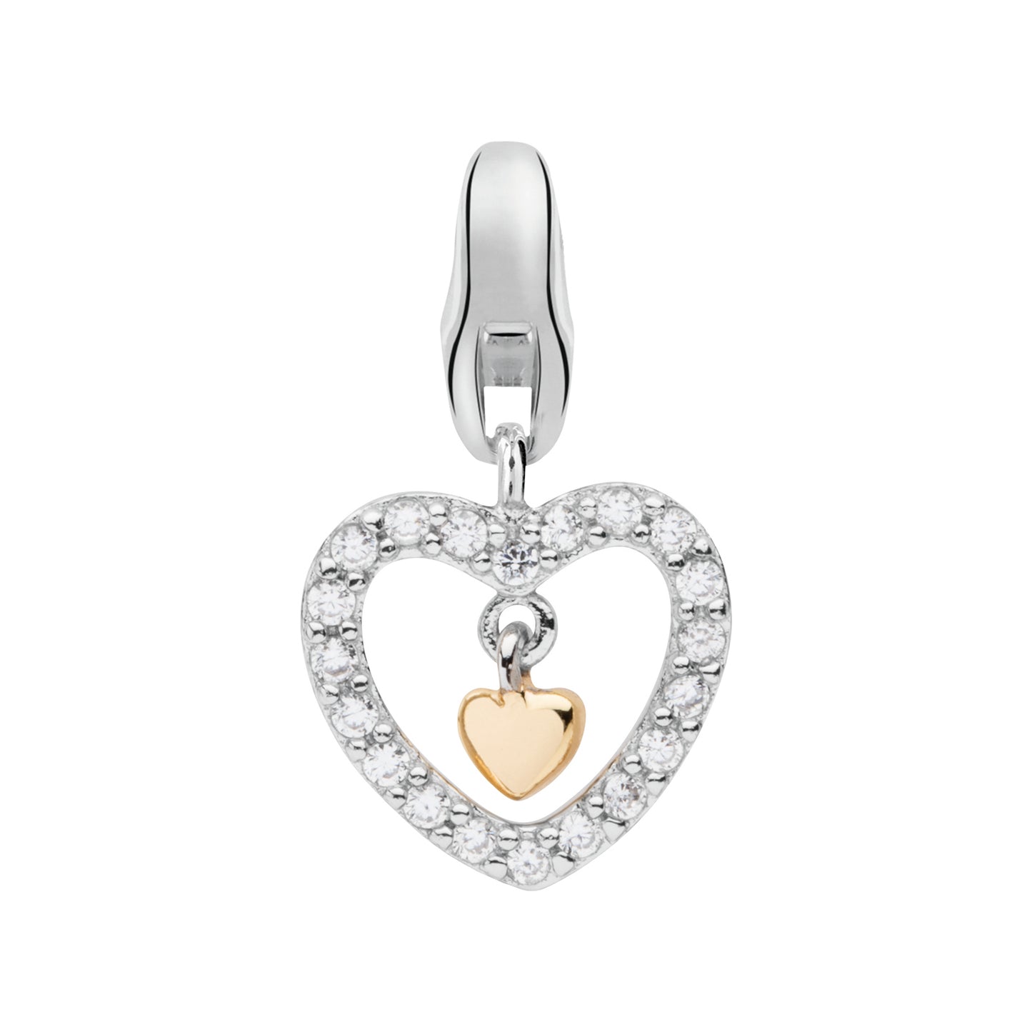 Dream Charms Silver Golden Heart Charm DC-762
