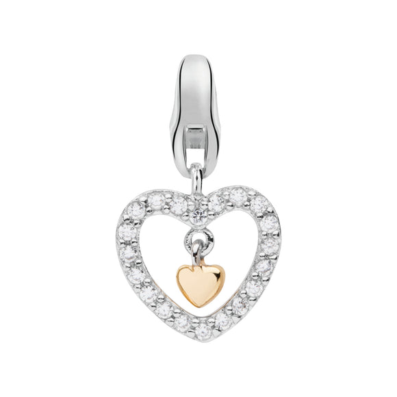 Dream Charms Silver Golden Heart Charm