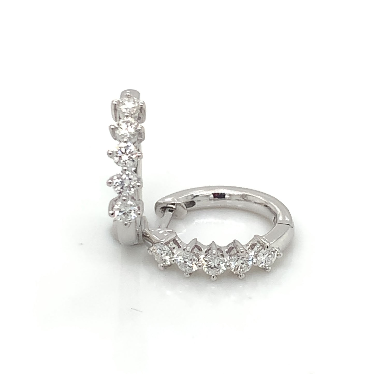 18ct White Gold Diamond Huggie Hoop Earrings 0.35ct DE076