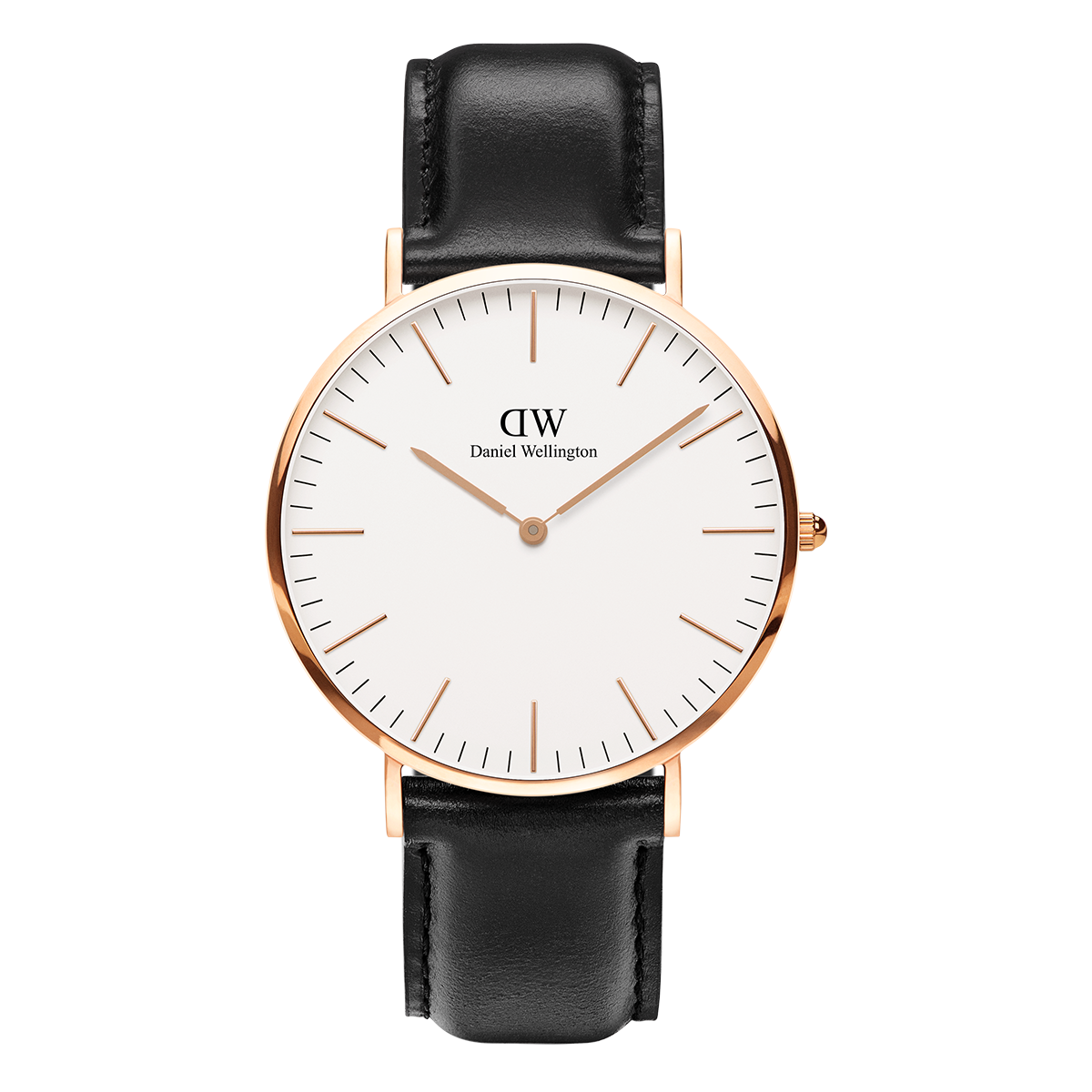 Daniel Wellington - Rose Gold 'Classic Sheffield' Black Leather Strap 40mm Watch DW00100007