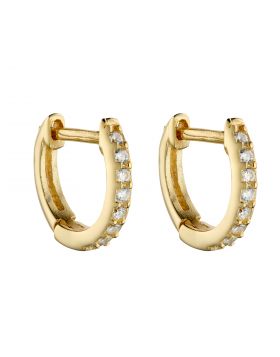 Sterling Silver Gold Plated CZ Huggie Hoop Earrings E6049C