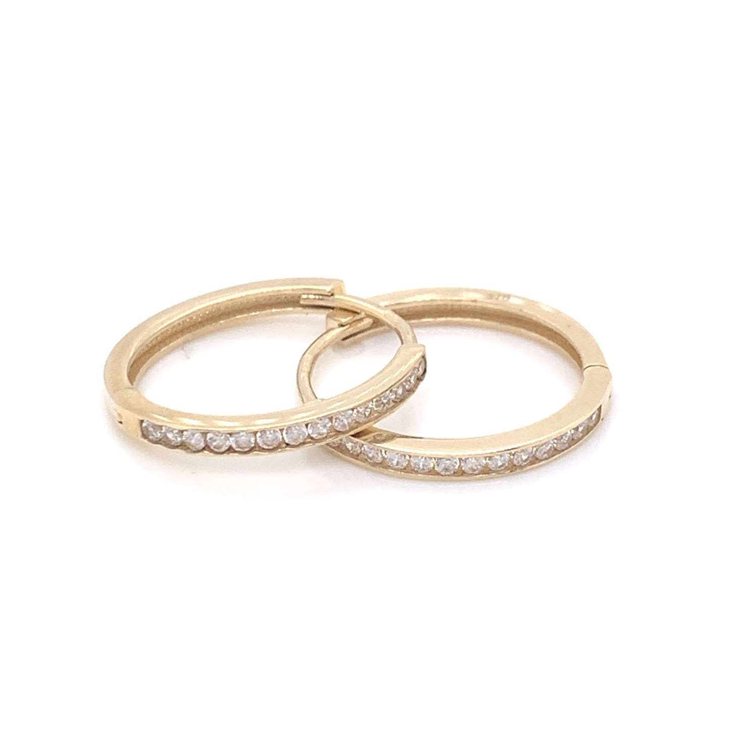 9ct Gold CZ Channel Set Hoop Earrings GEZ724