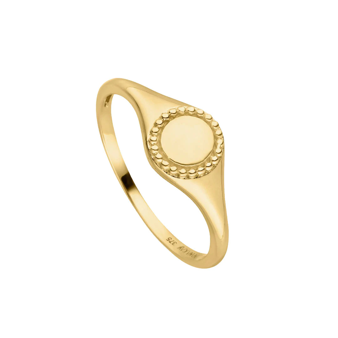 9ct Gold Cute Round Signet Ring GR341
