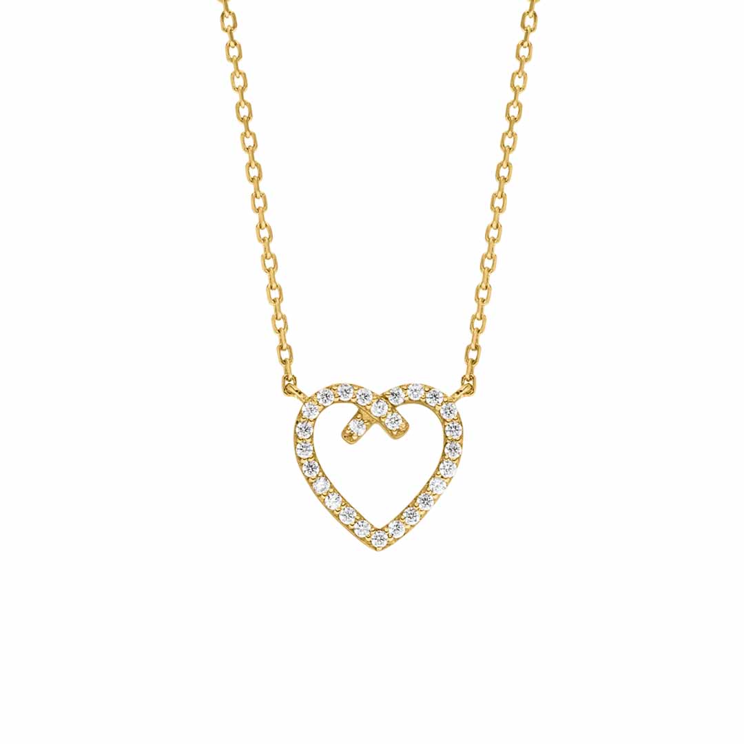 9ct Gold Dainty CZ Heart Pendant