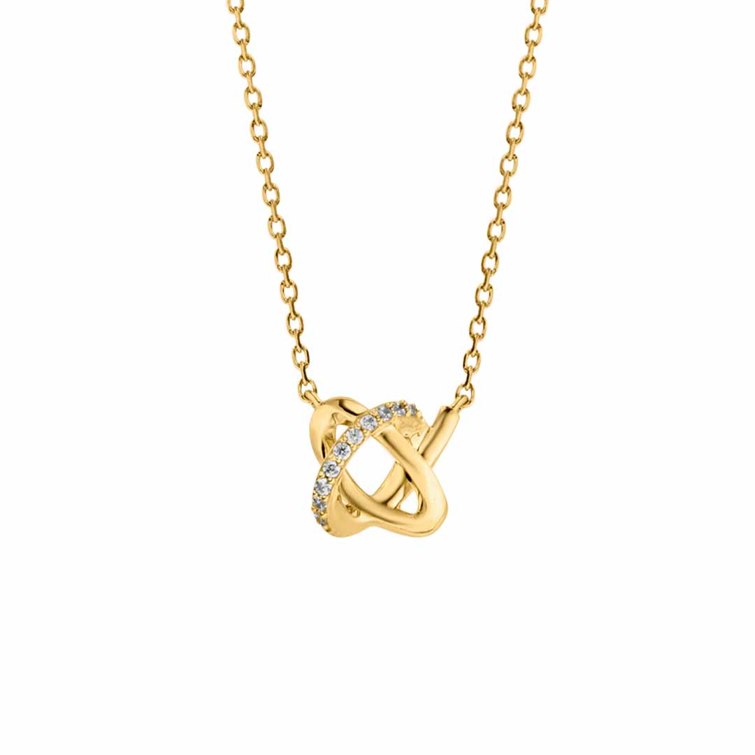 9ct Gold CZ Interlocking Knot Necklet