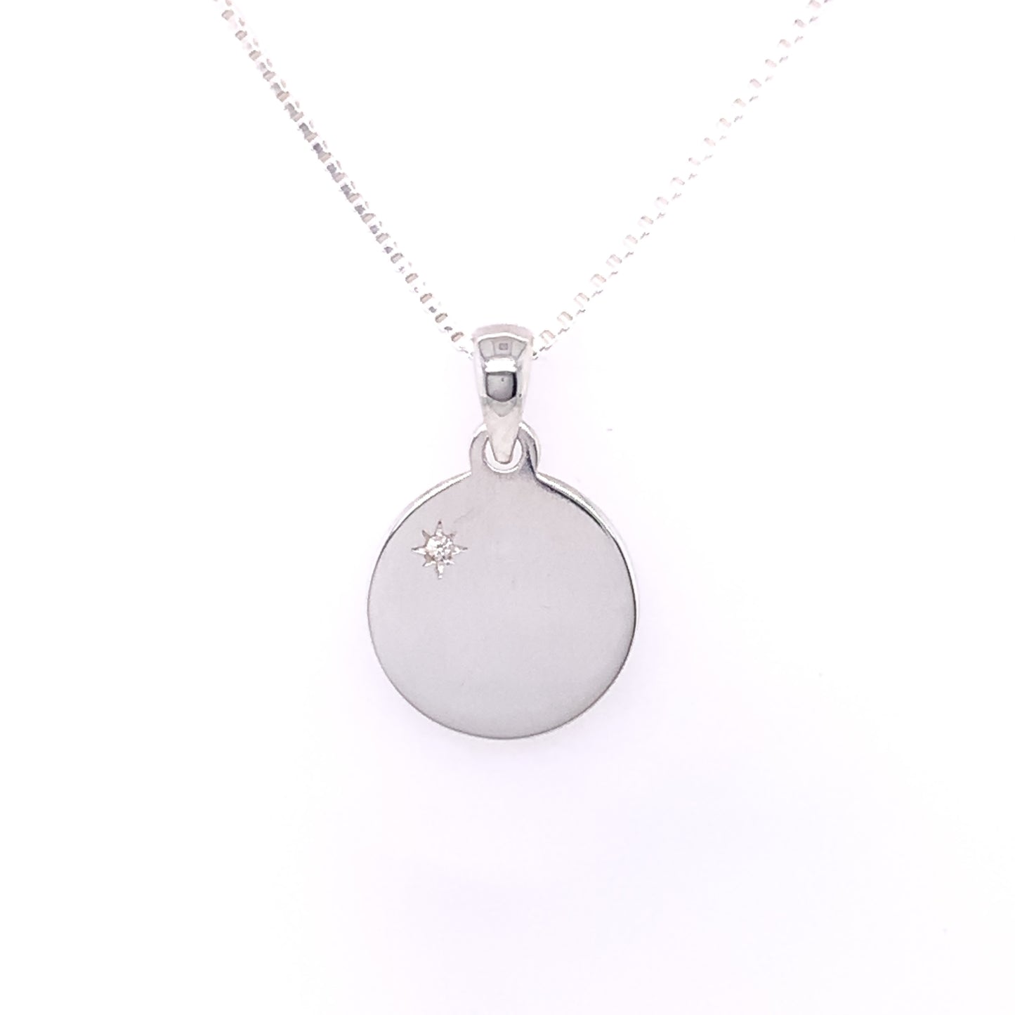 Silver 12mm CZ Engravable Disc Pendant