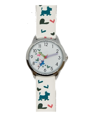 Telstar Girl's white dial white strap with dogs G1026 WSW