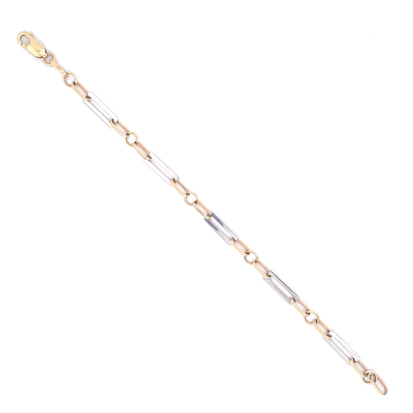 9ct Gold Two-tone Rectangular Link Bracelet
