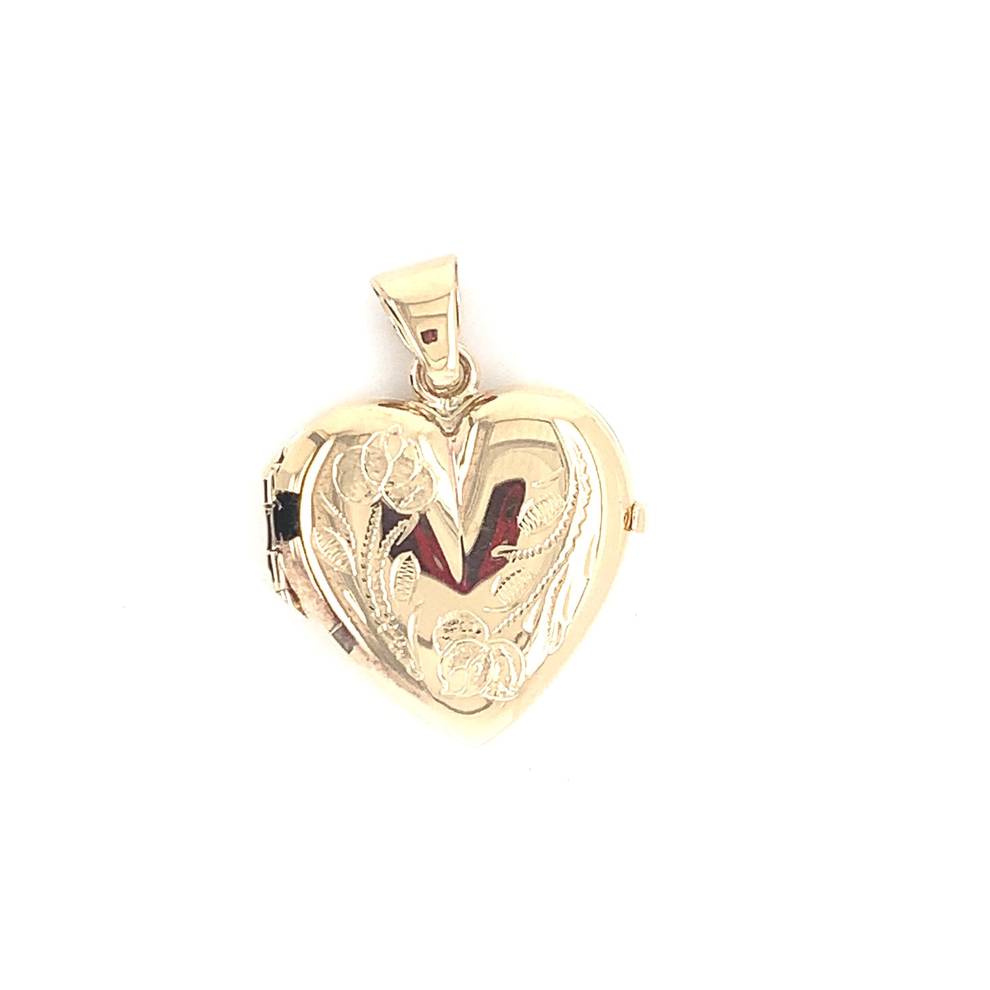 9ct Gold Engraved Floral Medium Heart Locket GL041