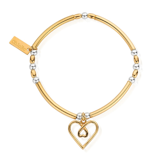 ChloBo Sterling Silver / Gold Tone Divine Love Heart Bracelet