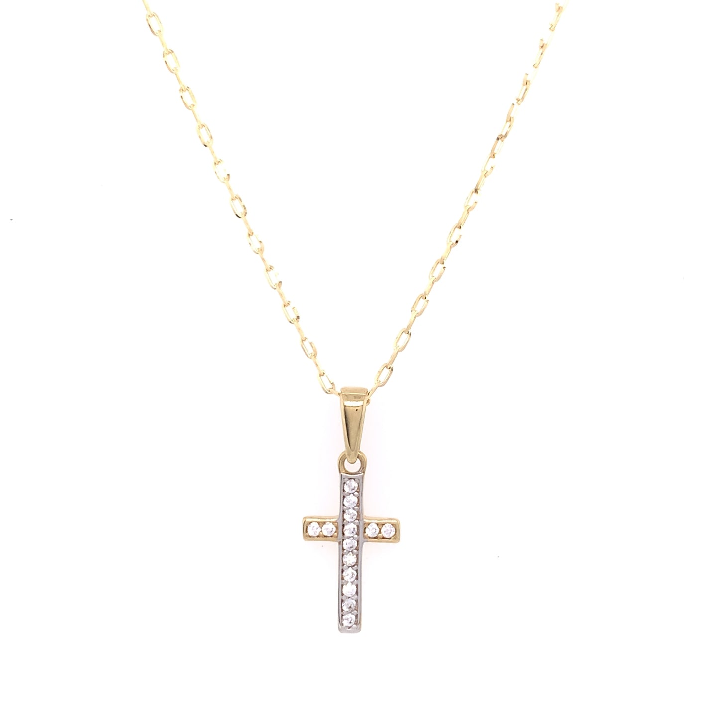 9ct Yellow Gold Small CZ Cross GPZ332