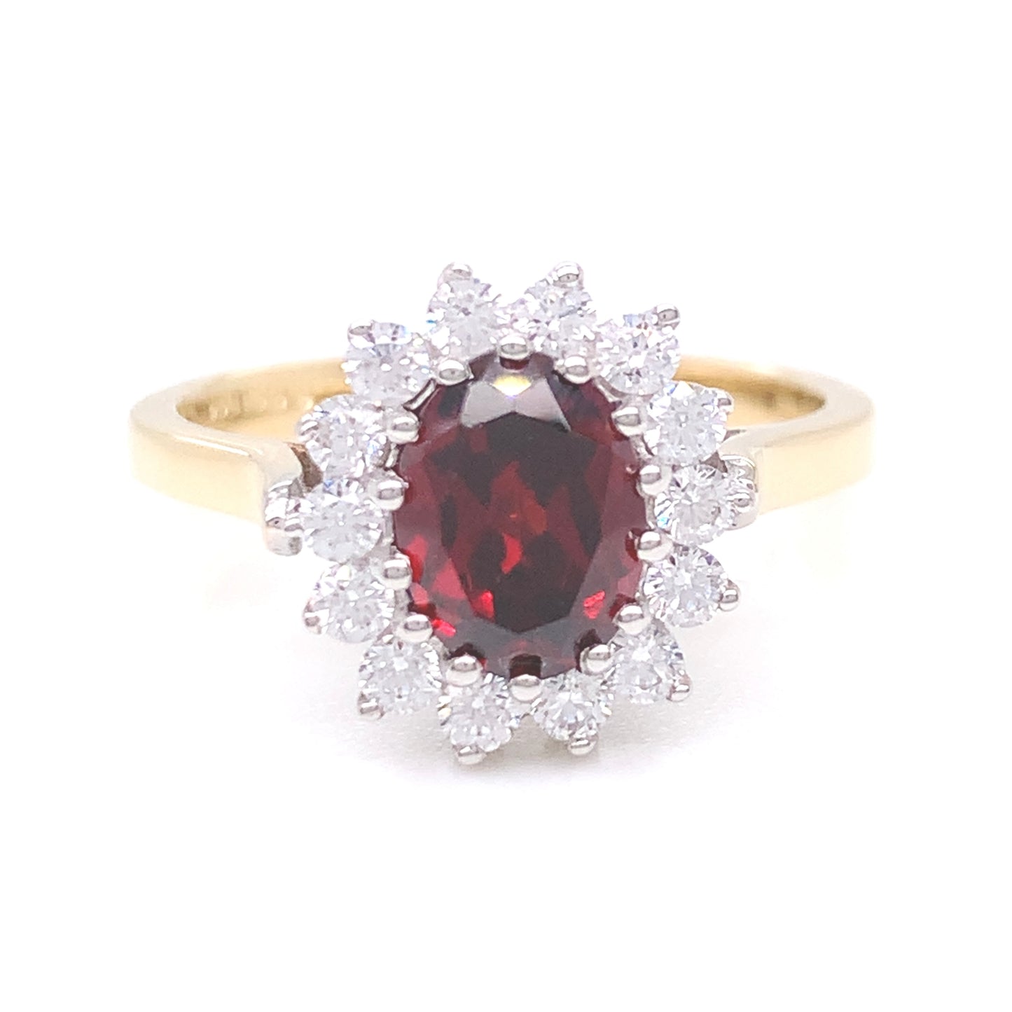 9ct Gold Garnet & CZ Cluster Ring GRX234