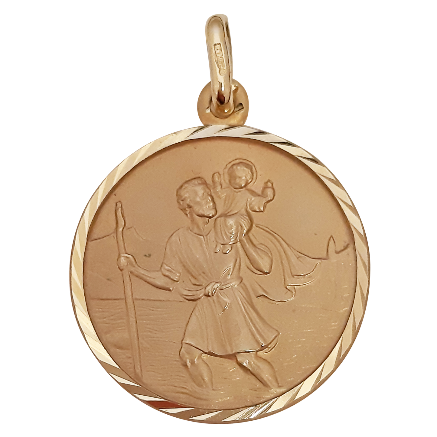 9ct Yellow Gold 24mm St Christopher Medal GP691