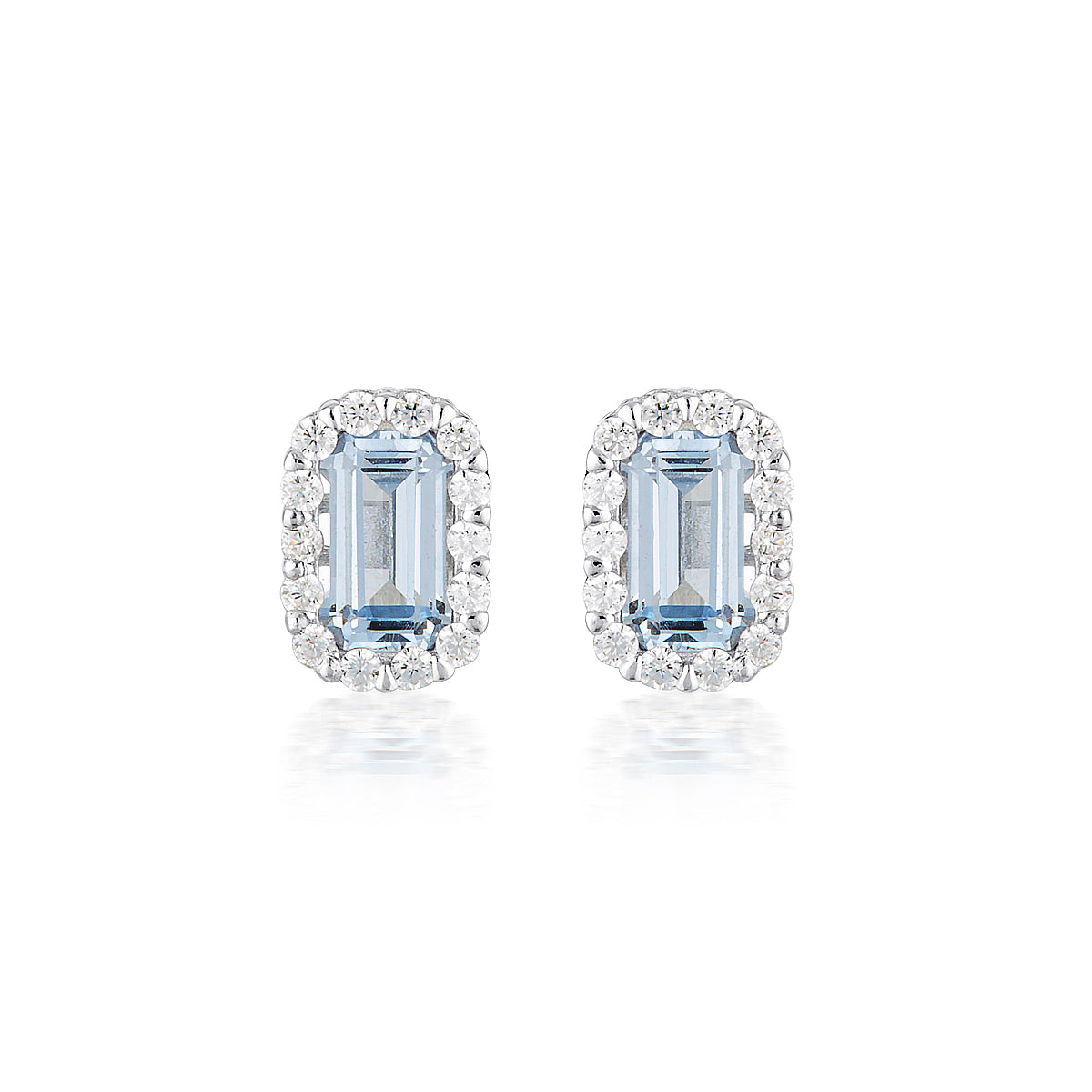 Georgini Paris Aquamarine Stud Earrings Silver IE848BL