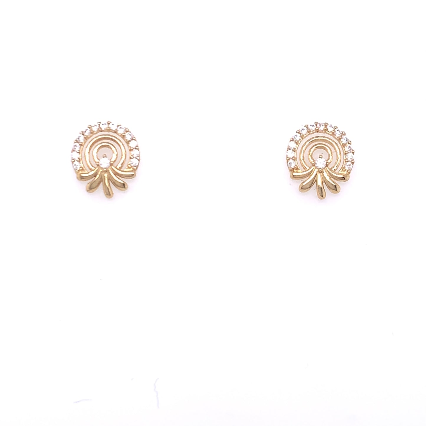 9ct Gold CZ Circles Stud Earrings