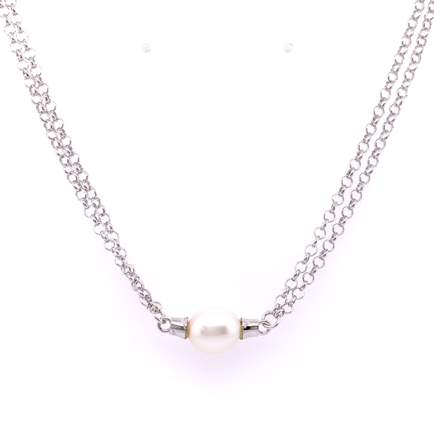 Sterling Silver Italian Freshwater Pearl Chain Necklace JES169N