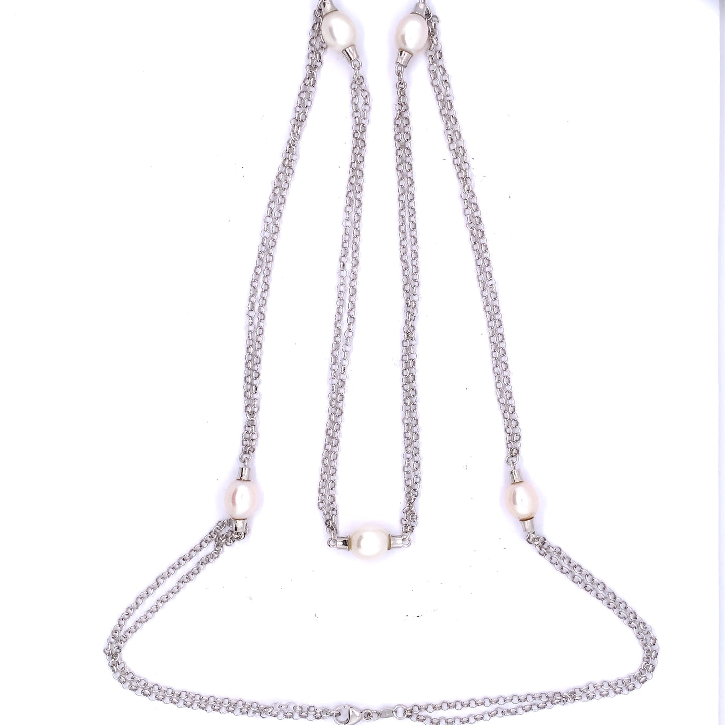 Sterling Silver Italian Freshwater Pearl Chain Necklace JES169N