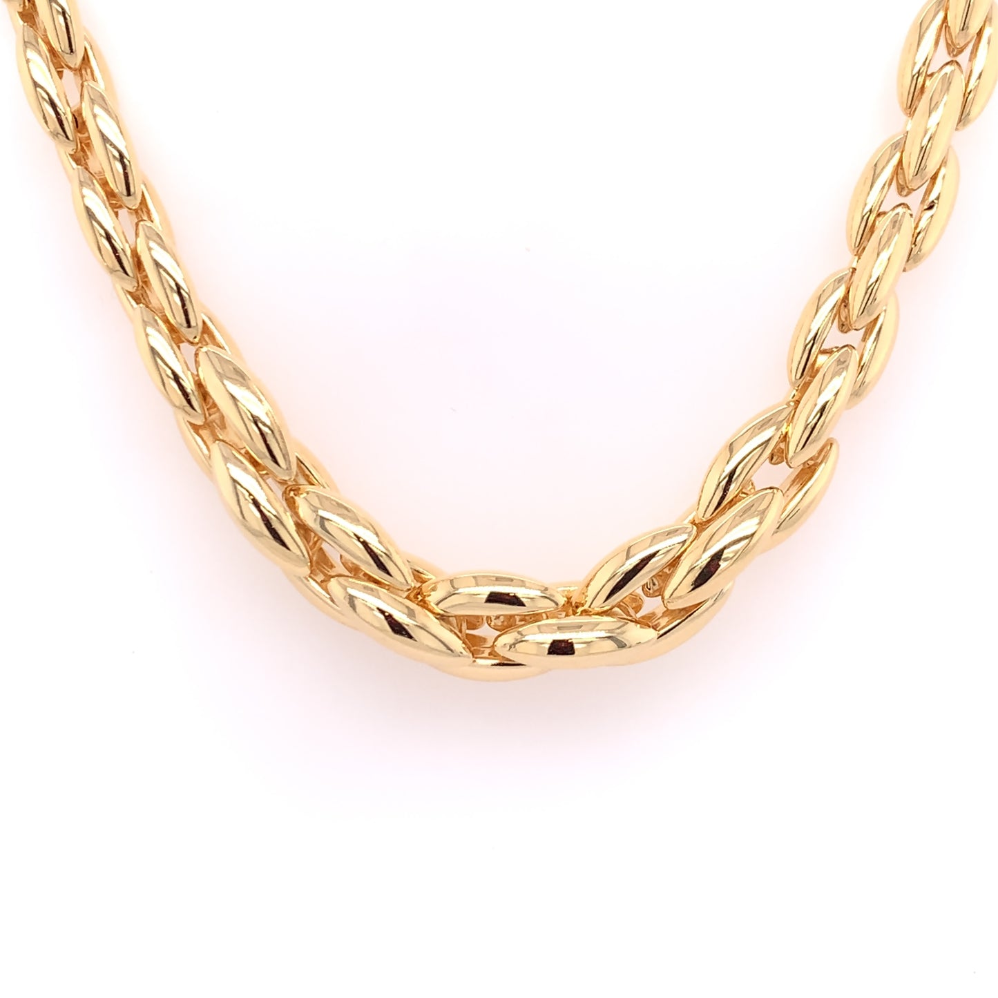 Sterling Silver 18ct Gold Graduated Italian Marquise Link Necklace JES32N/G