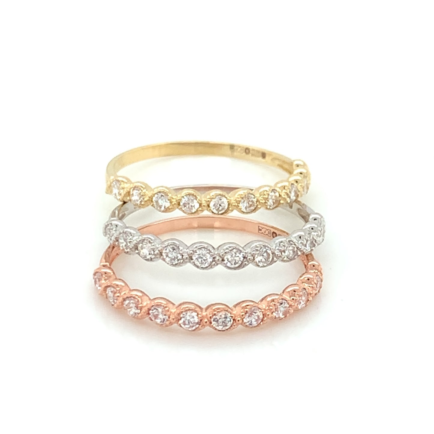 9ct Gold CZ Stacking Rings GRA090